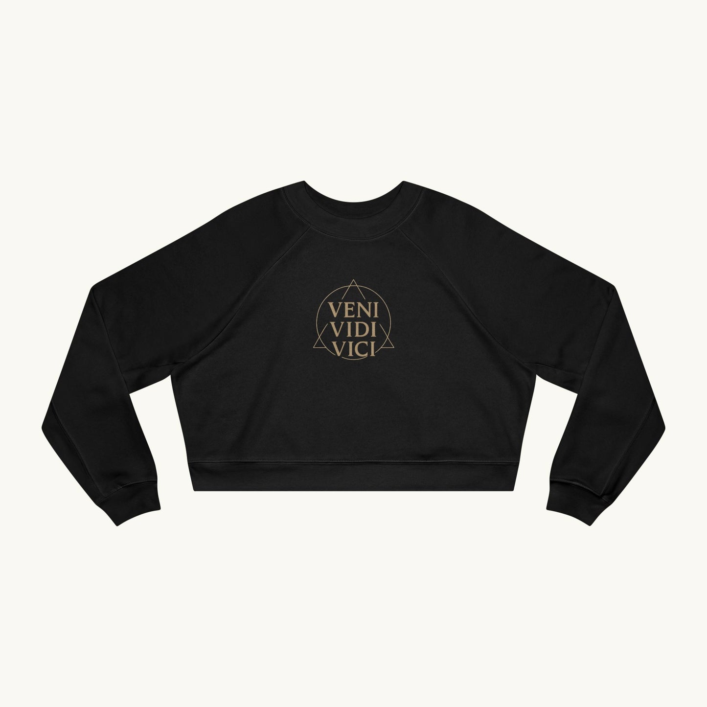 Rose Cropped Fleece Luxury Pullover — "Veni Vidi Vici"