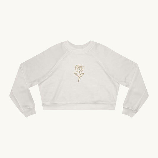 Rose Cropped Fleece Luxury Pullover — "The Divine Rose"