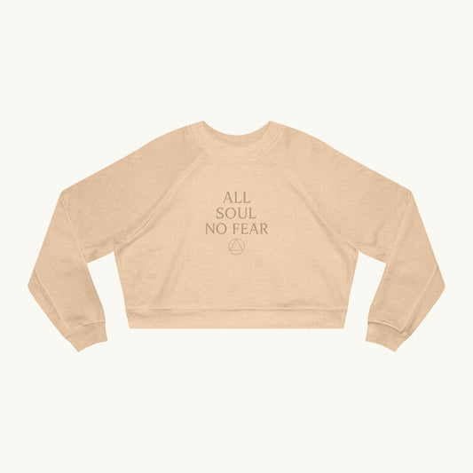 Rose Cropped Fleece Luxury Pullover — "All Soul No Fear"