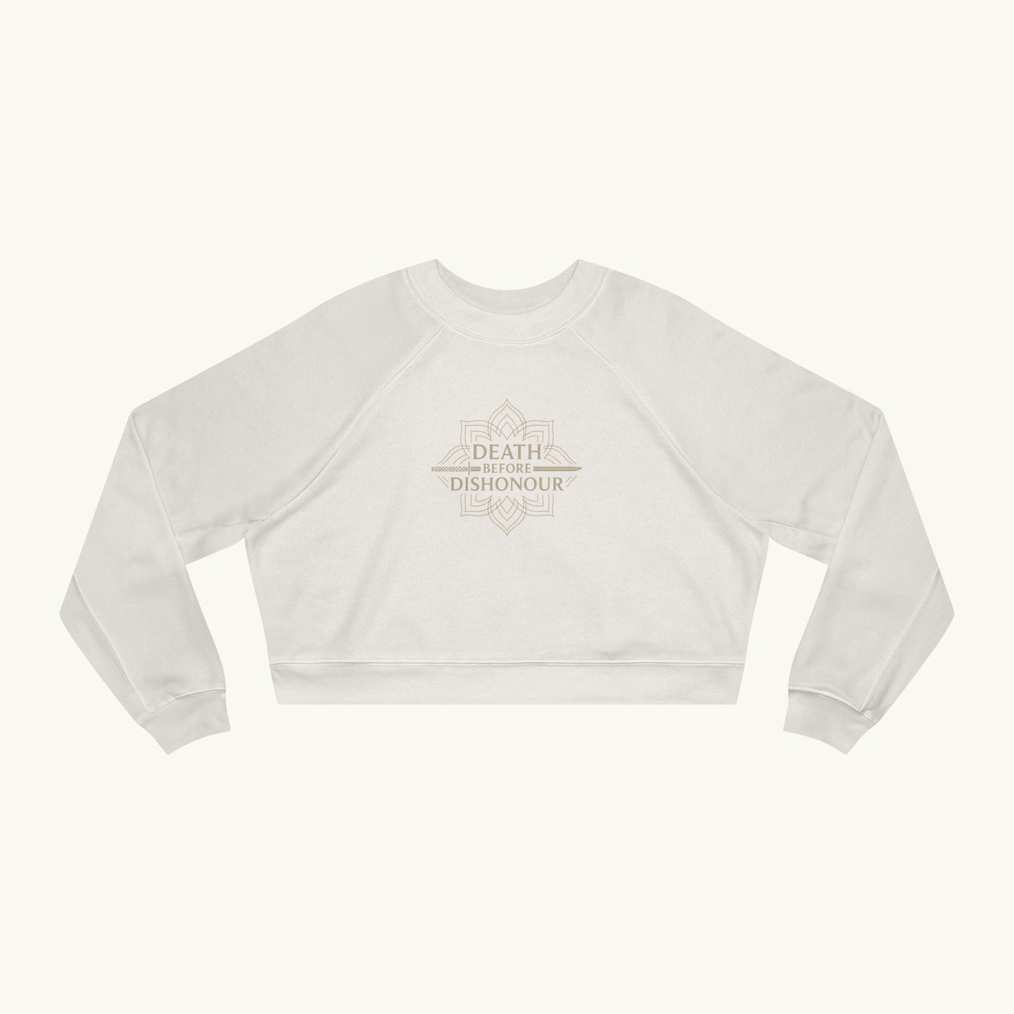 Rose Cropped Fleece Luxury Pullover — "Death before Dishonour"