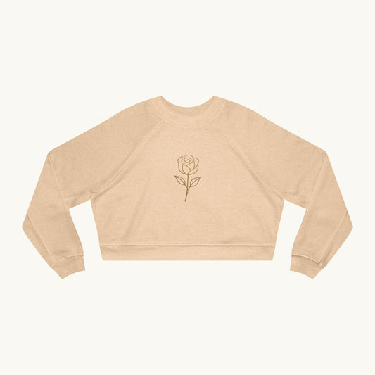 Rose Cropped Fleece Luxury Pullover — "The Divine Rose"