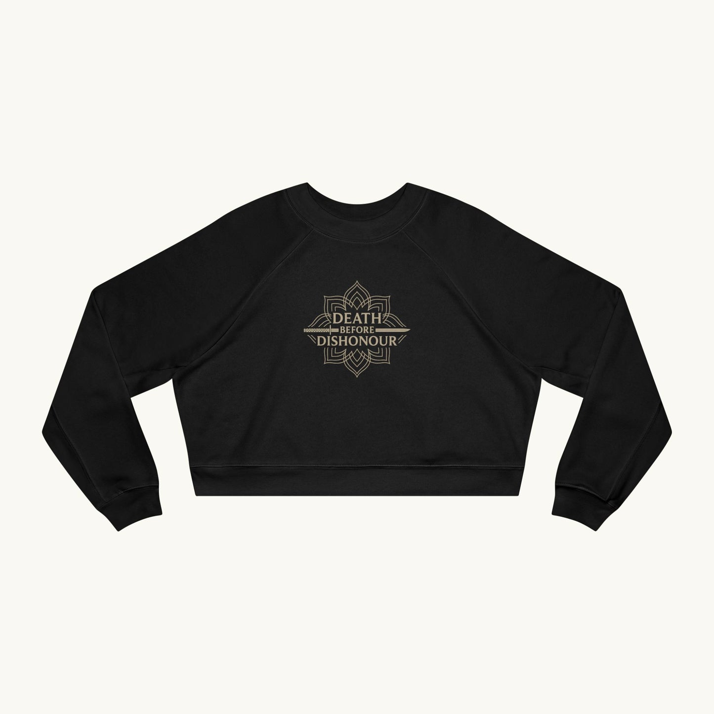 Rose Cropped Fleece Luxury Pullover — "Death before Dishonour"