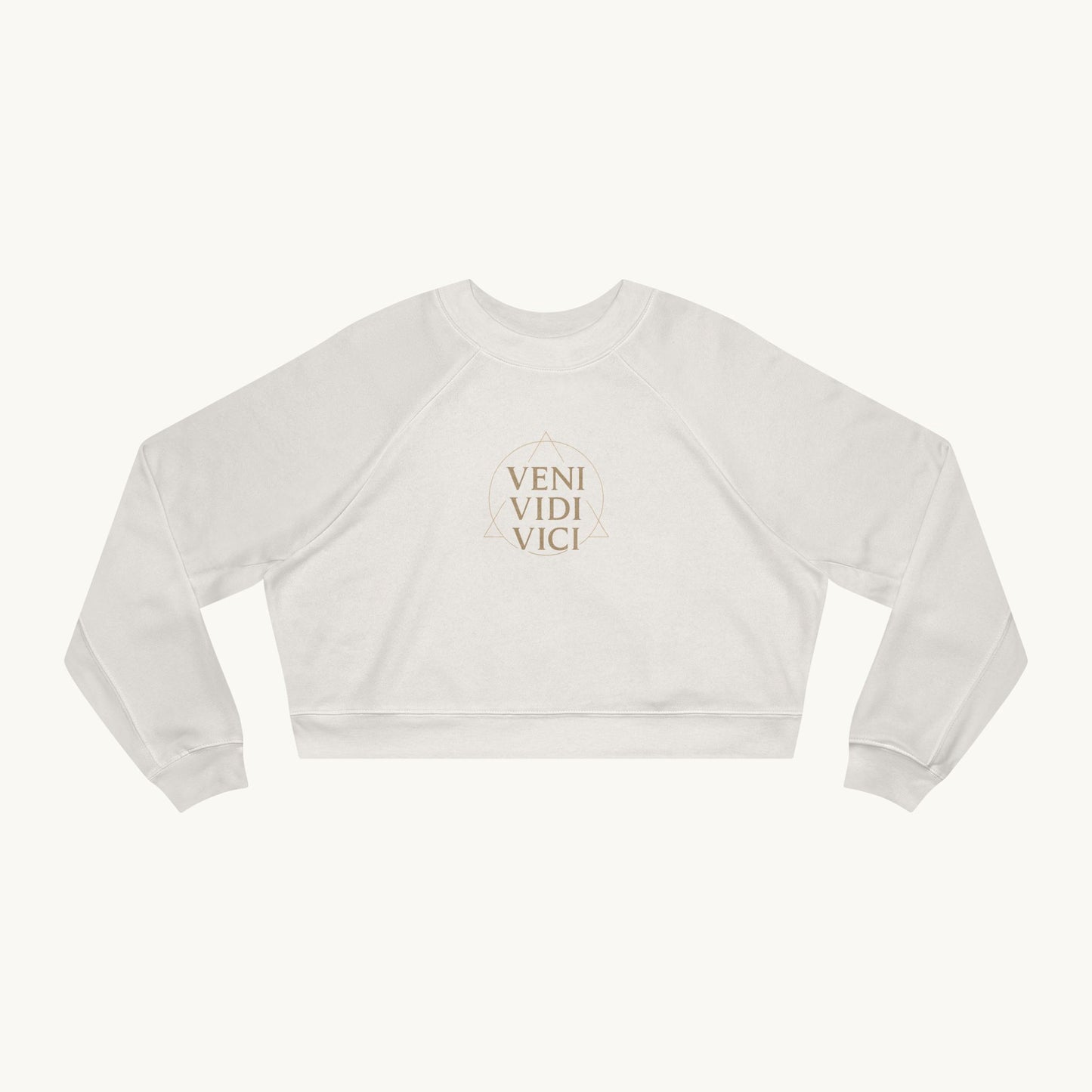Rose Cropped Fleece Luxury Pullover — "Veni Vidi Vici"