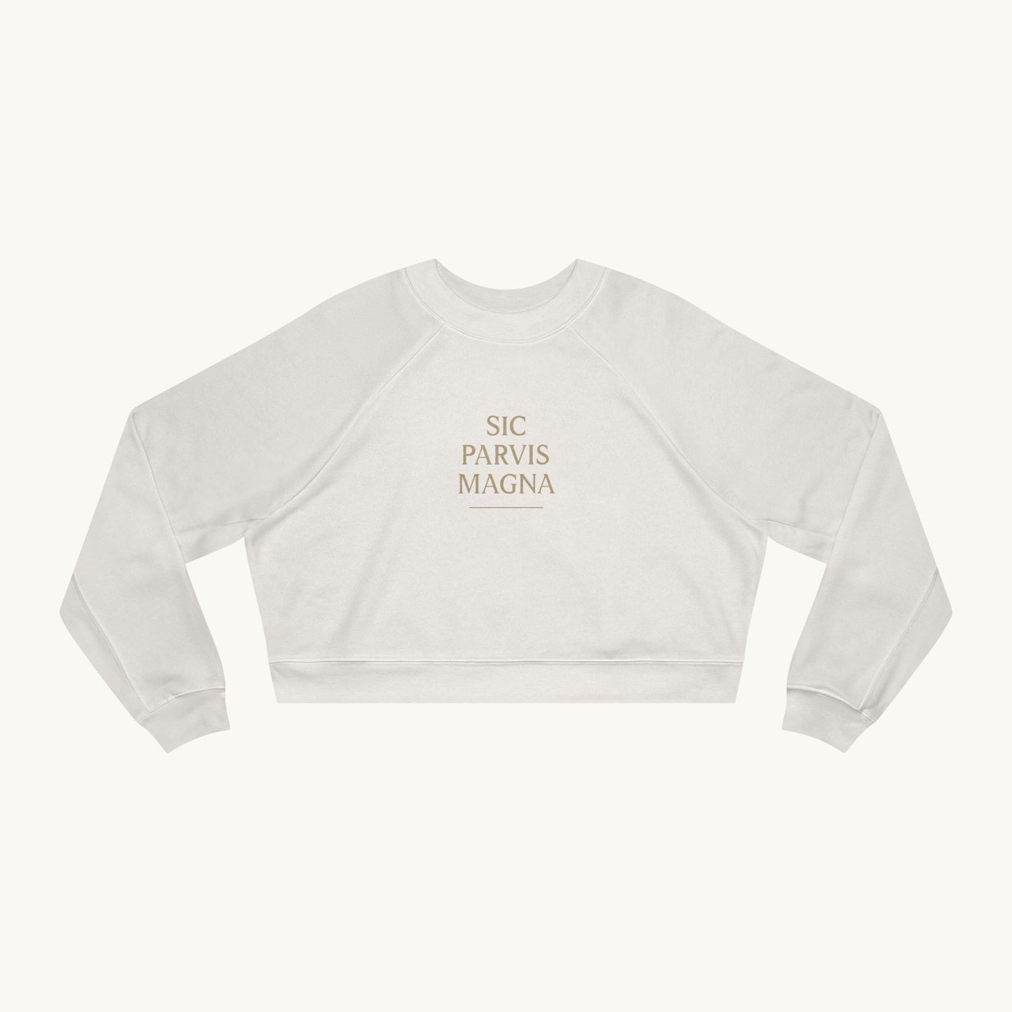 Rose Cropped Fleece Luxury Pullover — "Sic Parvis Magna"
