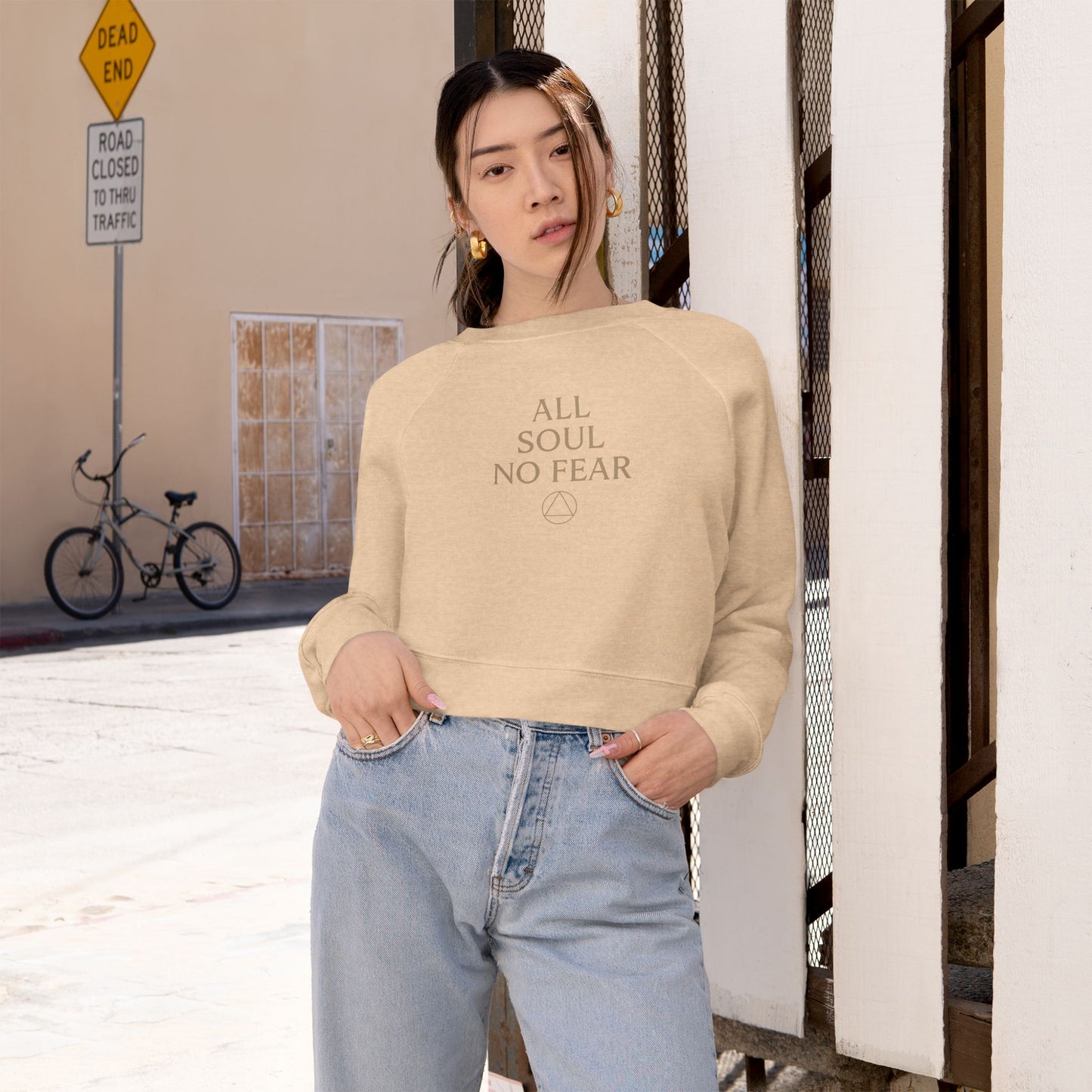 Rose Cropped Fleece Luxury Pullover — "All Soul No Fear"