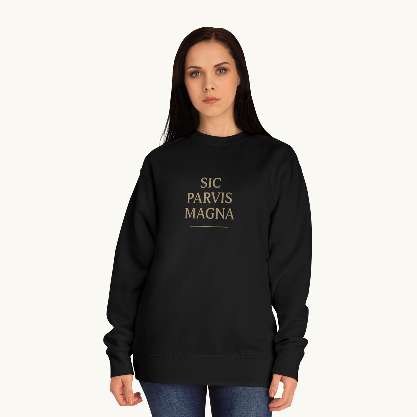 Rose Cotton Luxury Sweatshirt — "Sic Parvis Magna"