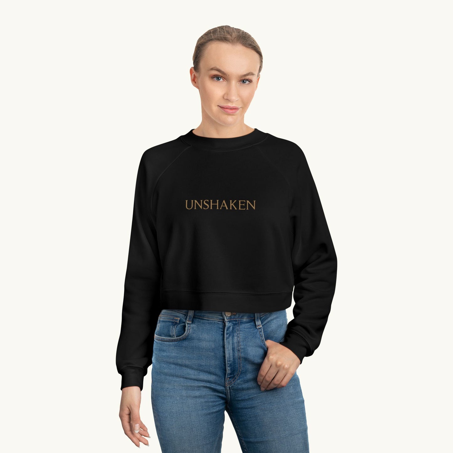 Rose Cropped Fleece Luxury Pullover — "Unshaken"